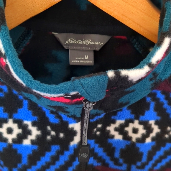 Eddie Bauer Women's Aztec 1/4 Zip Micro Fleece Lightweight Pullover Size Medium - Picture 2 of 10